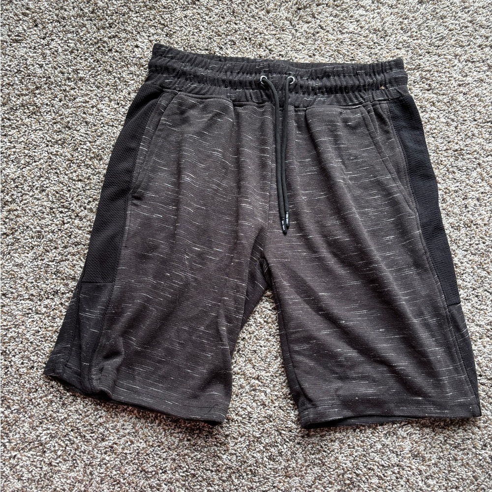 Game Time Men's Heathered Black Athletic Drawstring Shorts